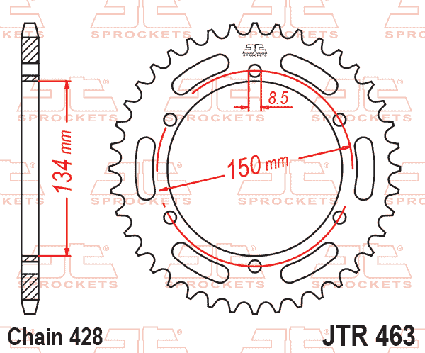 Lánckerék hátsó, 428-as lánchoz, JTR463.
