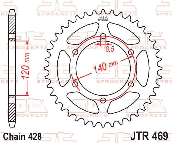 Lánckerék hátsó, 428-as lánchoz, JTR469.