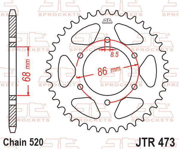 Lánckerék hátsó, 520-as lánchoz, JTR473.