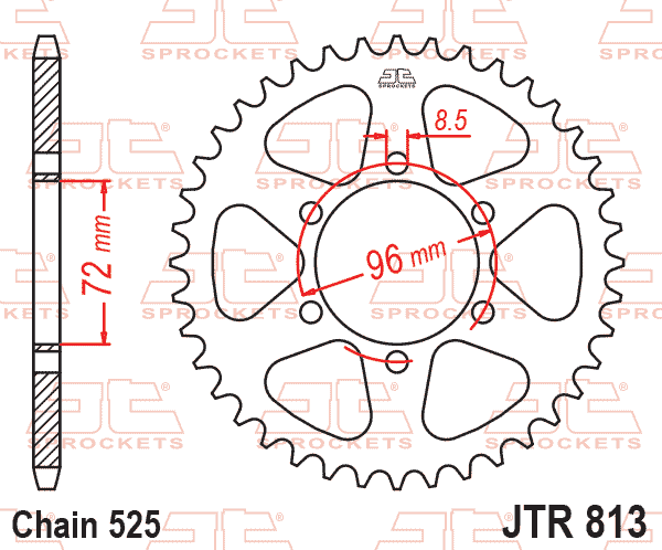 Lánckerék hátsó, 525-ös lánchoz, JTR813.