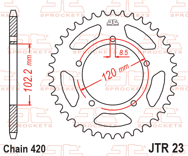 Lánckerék hátsó, 420-as lánchoz, JTR23.