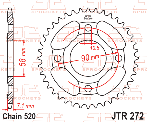 Lánckerék hátsó, 520-as lánchoz, JTR272.