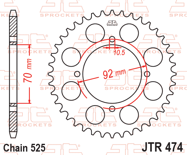 Lánckerék hátsó, 525-ös lánchoz, JTR474.