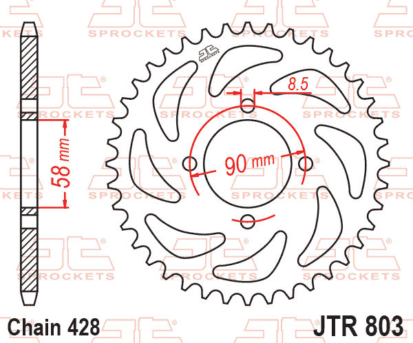 Lánckerék hátsó, 428-as lánchoz, JTR803.