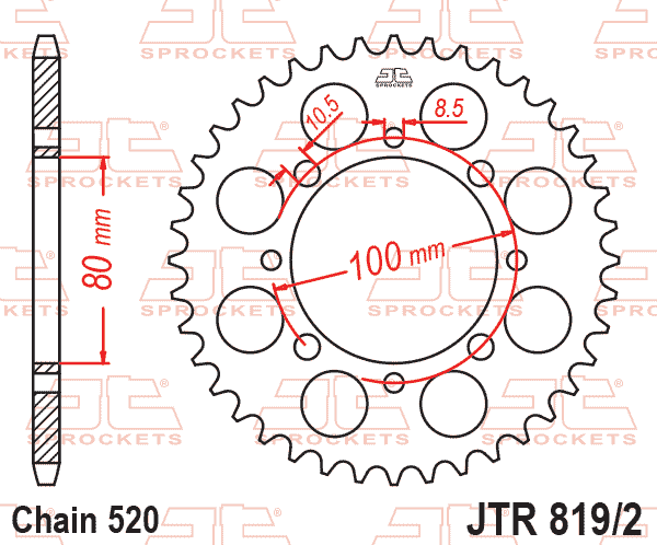 Lánckerék hátsó, 520-as lánchoz, JTR819/2.