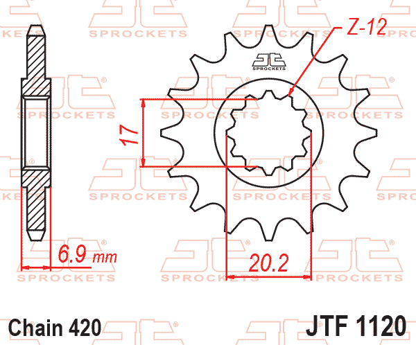 Lánckerék első, 420-as lánchoz, JTF1120.