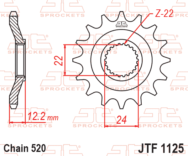 Lánckerék első, 520-as lánchoz, JTF1125.