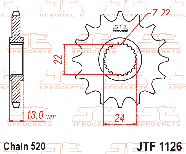 Lánckerék első, 520-as lánchoz, JTF1126.