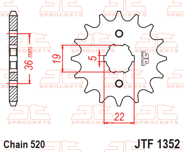 Lánckerék első, 520-as lánchoz, JTF1352.