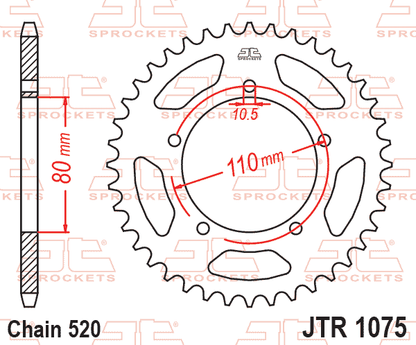 Lánckerék hátsó, 520-as lánchoz, JTR1075.