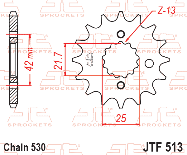 Lánckerék első, 530-as lánchoz, JTF513.