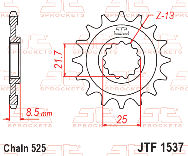 Lánckerék első, 525-ös lánchoz, JTF1537.