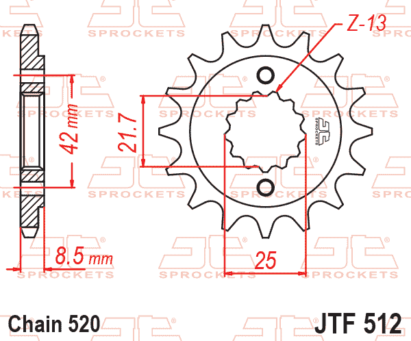 Lánckerék első, 520-as lánchoz, JTF512.