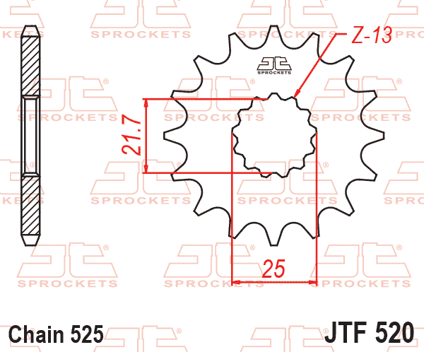 Lánckerék első, 525-ös lánchoz, JTF520.