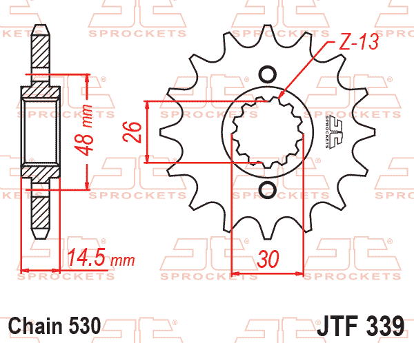 Lánckerék első, 530-as lánchoz, JTF339.