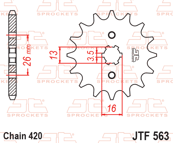 Lánckerék első, 420-as lánchoz, JTF563.