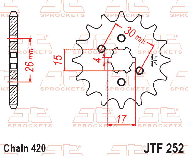 Lánckerék első, 420-as lánchoz, JTF252.