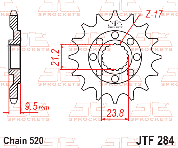 Lánckerék első, 520-as lánchoz, JTF284.
