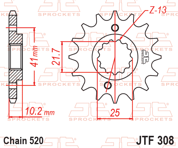 Lánckerék első, 520-as lánchoz, JTF308.