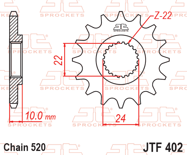 Lánckerék első, 520-as lánchoz, JTF402.