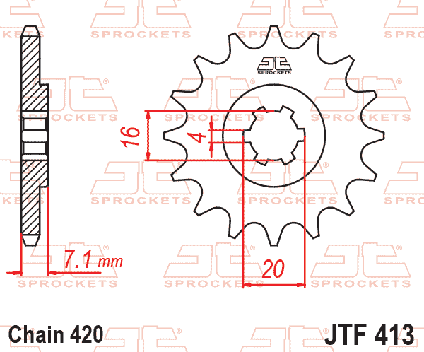 Lánckerék első, 420-as lánchoz, JTF413.