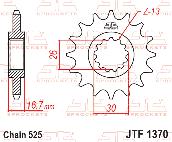 Lánckerék első, 525-ös lánchoz, JTF1370.