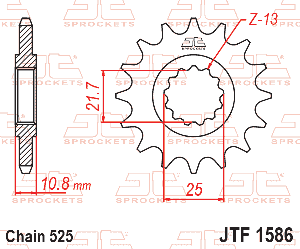 Lánckerék első, 525-ös lánchoz, JTF1586.