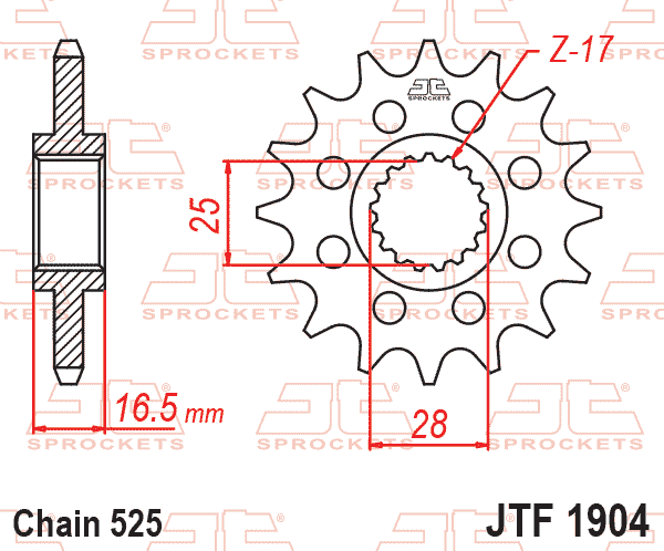 Lánckerék első, 525-ös lánchoz, JTF1904.