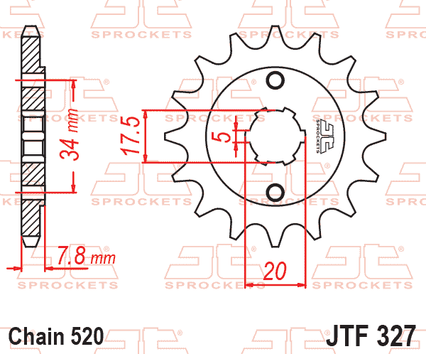 Lánckerék első, 520-as lánchoz, JTF327.