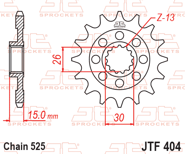 Lánckerék első, 525-ös lánchoz, JTF404.