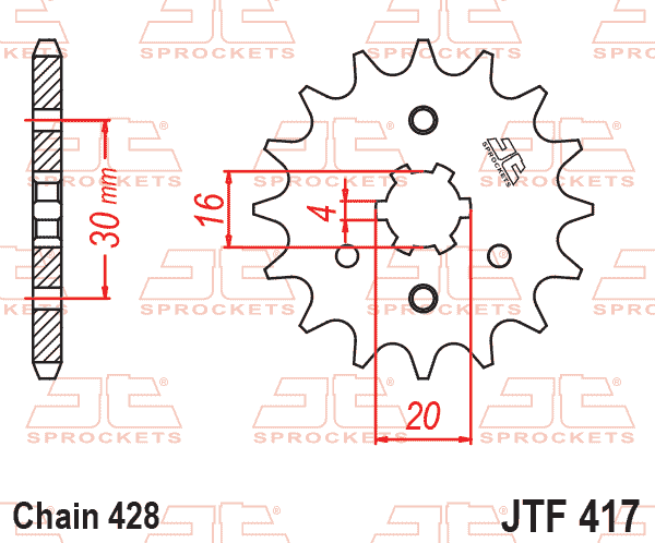 Lánckerék első, 428-as lánchoz, JTF417.