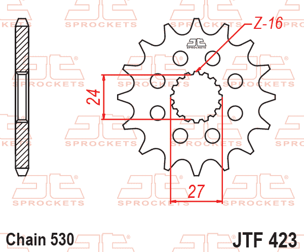 Lánckerék első, 530-as lánchoz, JTF423.