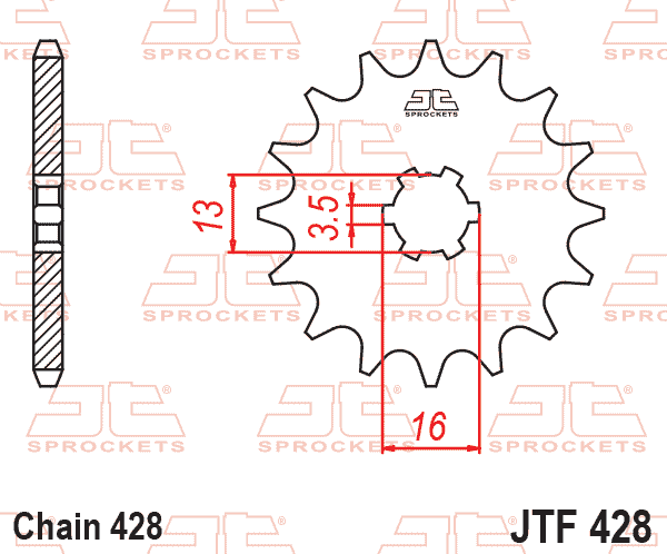 Lánckerék első, 428-as lánchoz, JTF428.