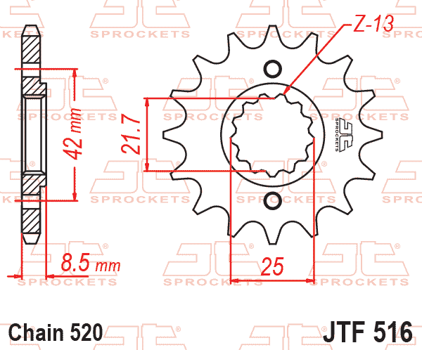 Lánckerék első, 520-as lánchoz, JTF516.