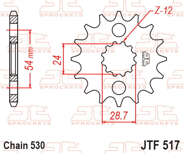 Lánckerék első, 530-as lánchoz, JTF517.