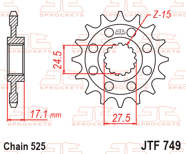 Lánckerék első, 525-ös lánchoz, JTF749.