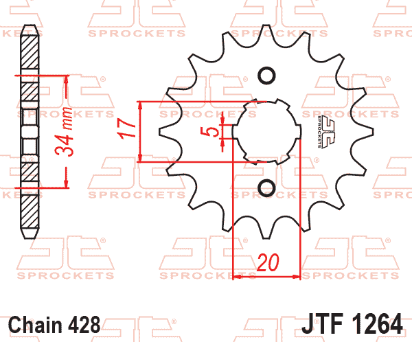 Lánckerék első, 428-as lánchoz, JTF1264.