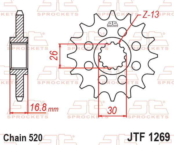 Lánckerék első, 520-as lánchoz, JTF1269.