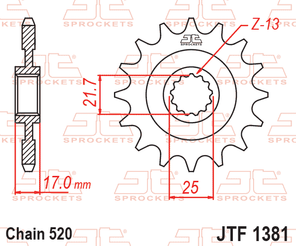 Lánckerék első, 520-as lánchoz, JTF1381.