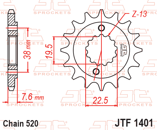 Lánckerék első, 520-as lánchoz, JTF1401.