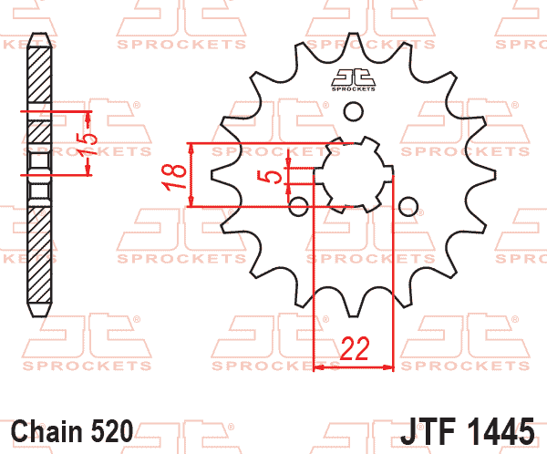 Lánckerék első, 520-as lánchoz, JTF1445.