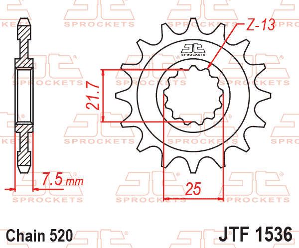 Lánckerék első, 520-as lánchoz, JTF1536.