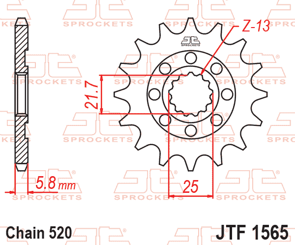 Lánckerék első, 520-as lánchoz, JTF1565.