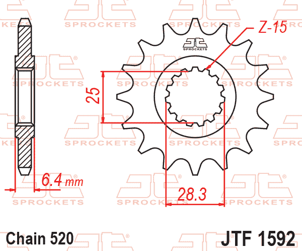 Lánckerék első, 520-as lánchoz, JTF1592.