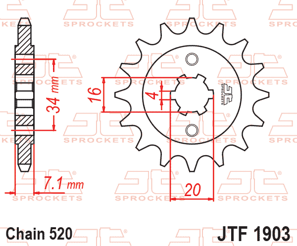 Lánckerék első, 520-as lánchoz, JTF1903.