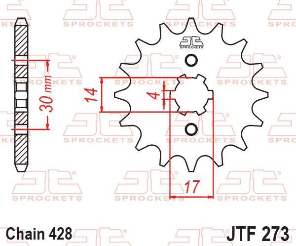Lánckerék első, 428-as lánchoz, JTF273.