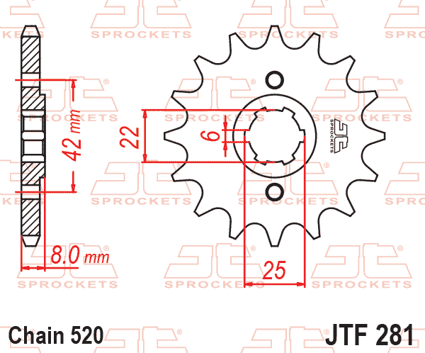 Lánckerék első, 520-as lánchoz, JTF281.