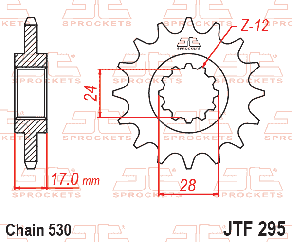 Lánckerék első, 530-as lánchoz, JTF295.
