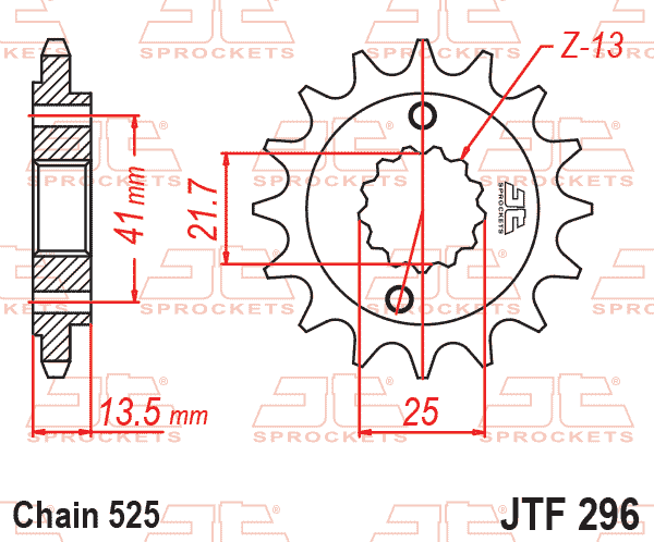 Lánckerék első, 525-ös lánchoz, JTF296.