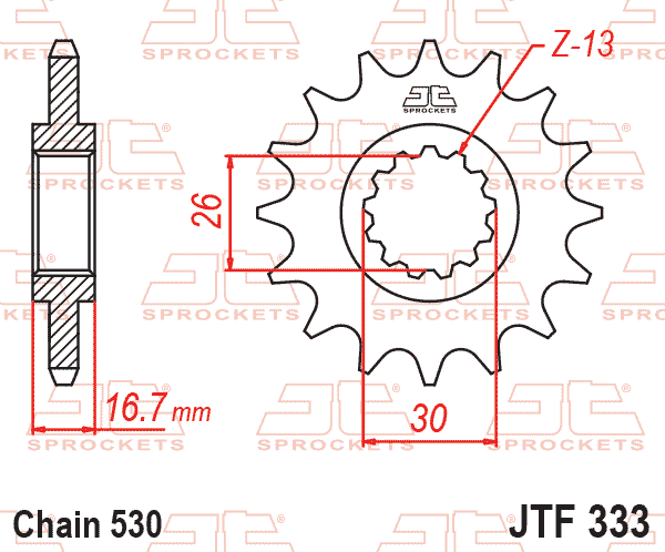 Lánckerék első, 530-as lánchoz, JTF333.
